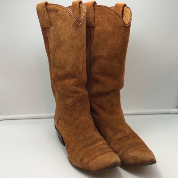 Nocona Shoes - Nocona suede cowboy boot tall pointed brown 5.5 girls/7 women western cowgirl